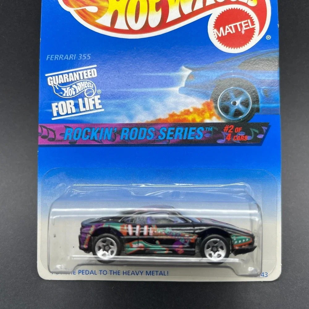 Hot Wheels Ferrari 355 Sport Car Rockin' Rods Guitar Black Graphics 1/64 #570